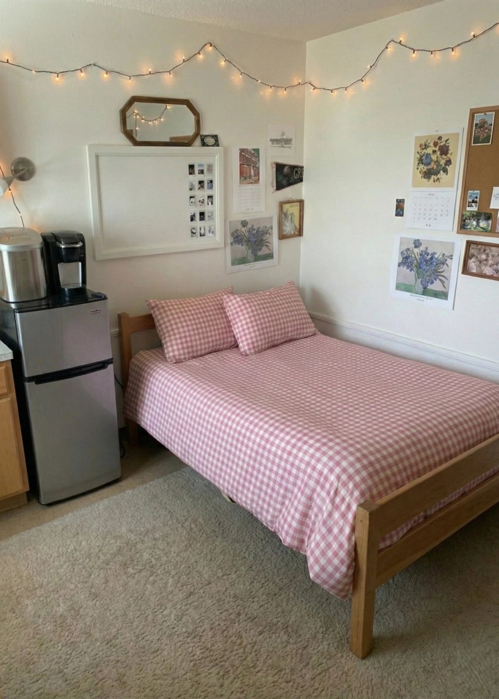 Gingham Small Room Bedding Set / Pink