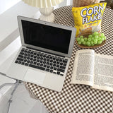 Gingham Table Cloth Picnic Blanket / Green Coffee X - Small Homeware