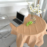 Gingham Table Cloth Picnic Blanket / Green Orange X - Small Homeware