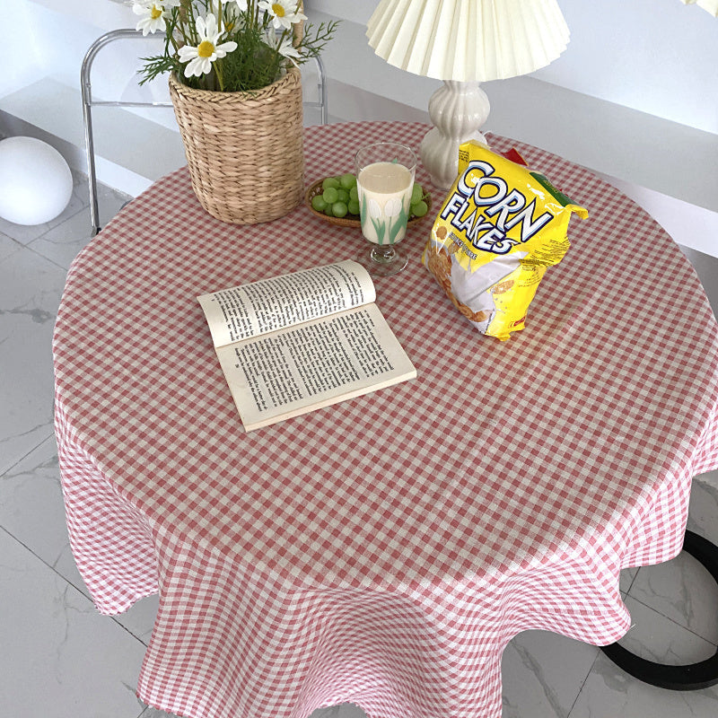 Gingham Table Cloth Picnic Blanket / Green Pink X - Small Homeware