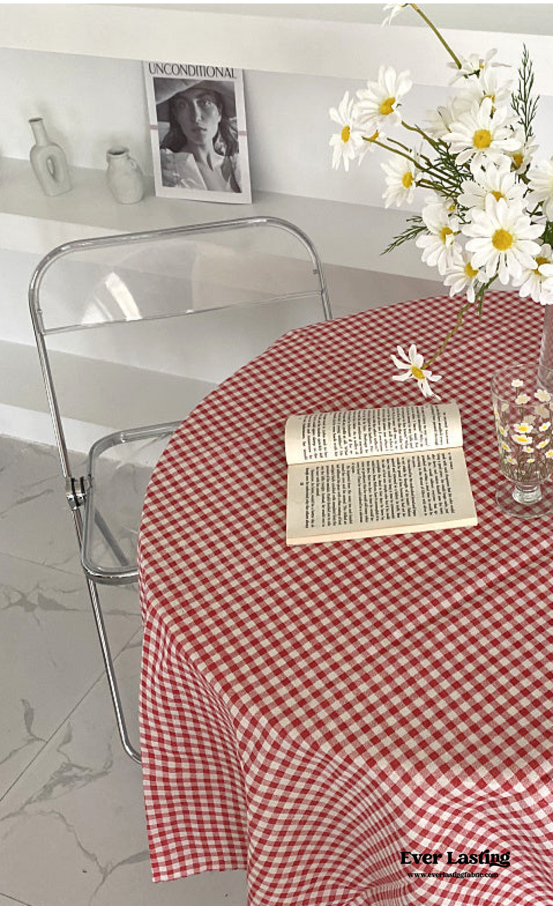 Gingham Table Cloth Picnic Blanket / Pink Homeware