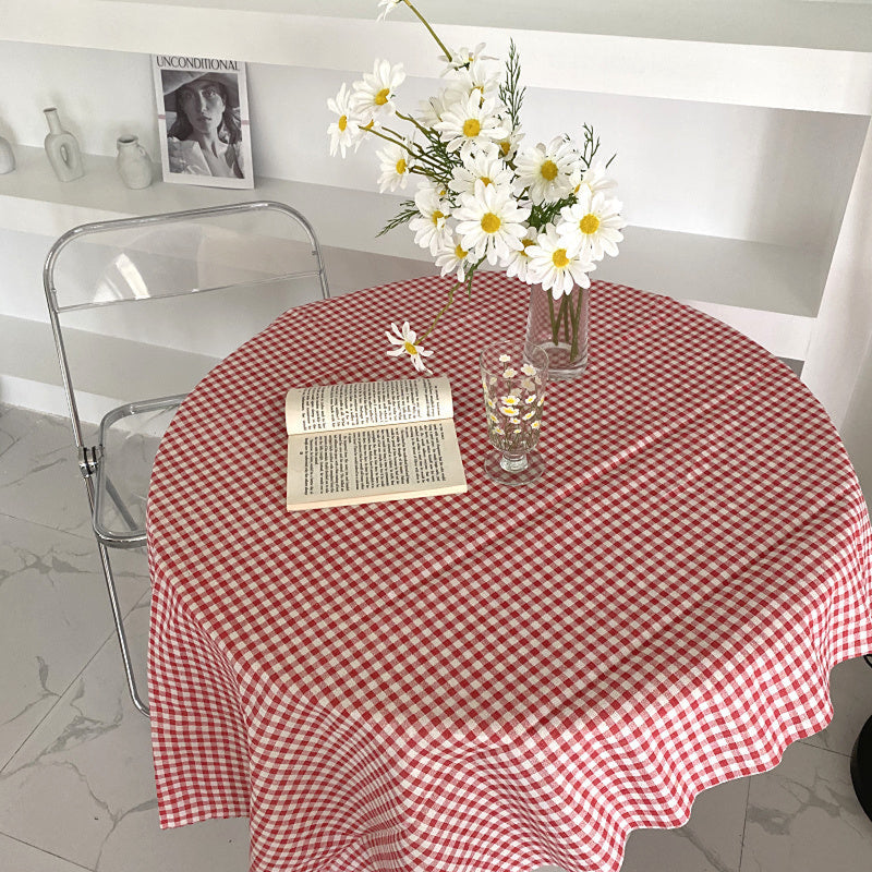Gingham Table Cloth Picnic Blanket / Pink Red X - Small Homeware
