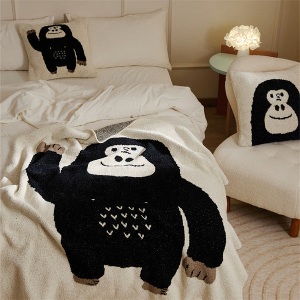 Go Chimpanzee Blanket & Pillows / Black Hello Blankets