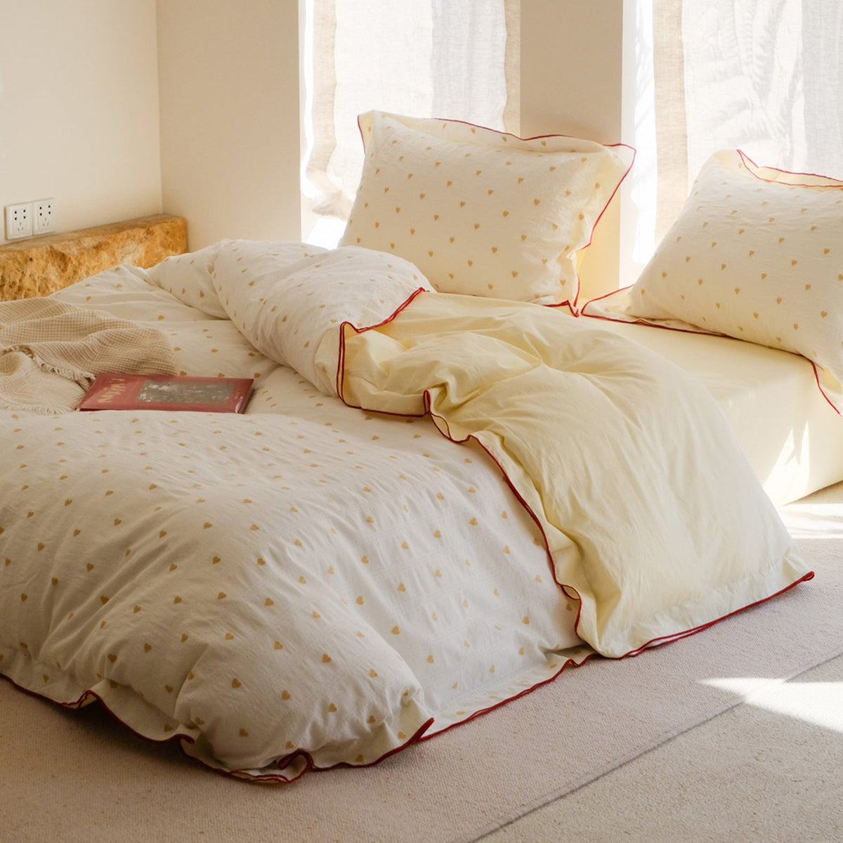 -Ever Lasting - Grace Floral Jacquard Bedding Set / Yellow -Bedding Set -Ever Lasting