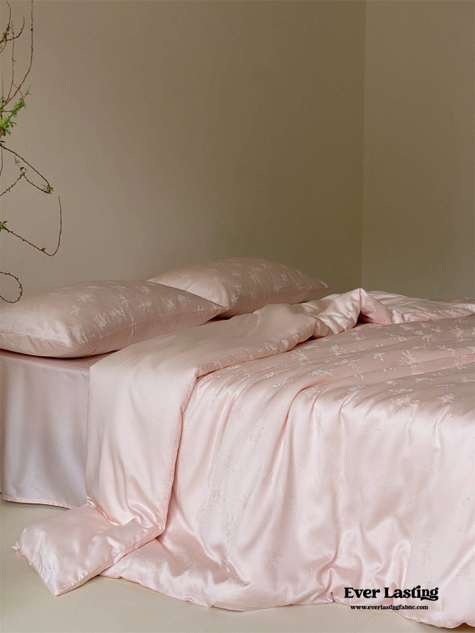 Grace Silky Floral Luxury Bedding Set / Pink - Ever Lasting