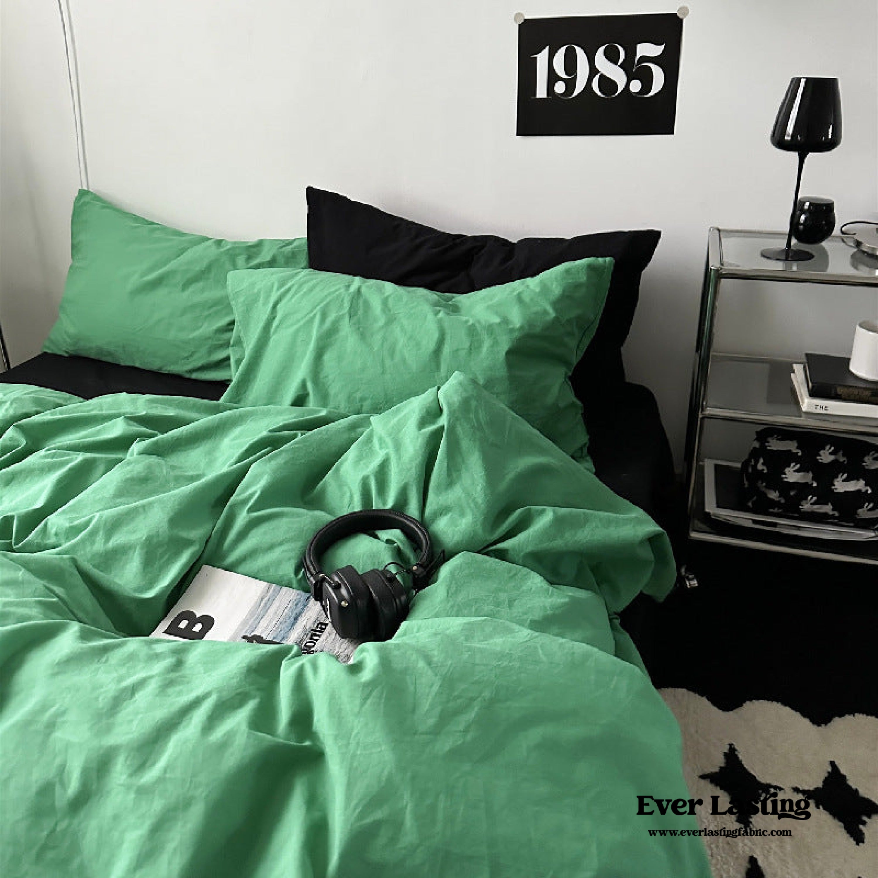 Green Black Mixed Washed Cotton Bedding Set