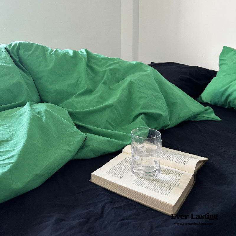 Green Black Mixed Washed Cotton Bedding Set