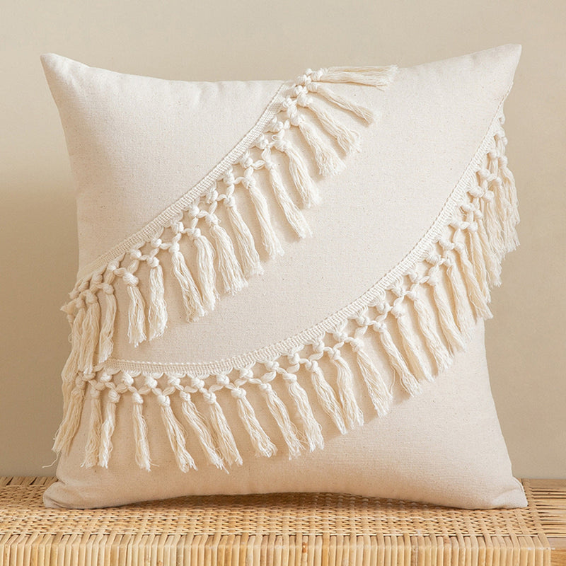 Hand Tufted Boho Pillow Cover & Cushion (5 Styles) Etiquette Tassels / Square Pillowcase
