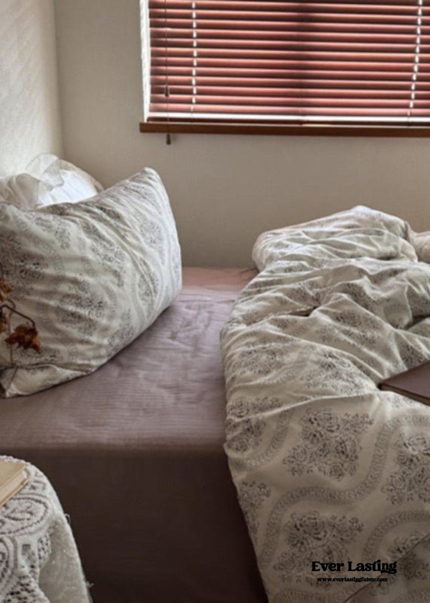 Hannah Vintage Floral Braids Cotton Bedding Set / Beige - Ever Lasting