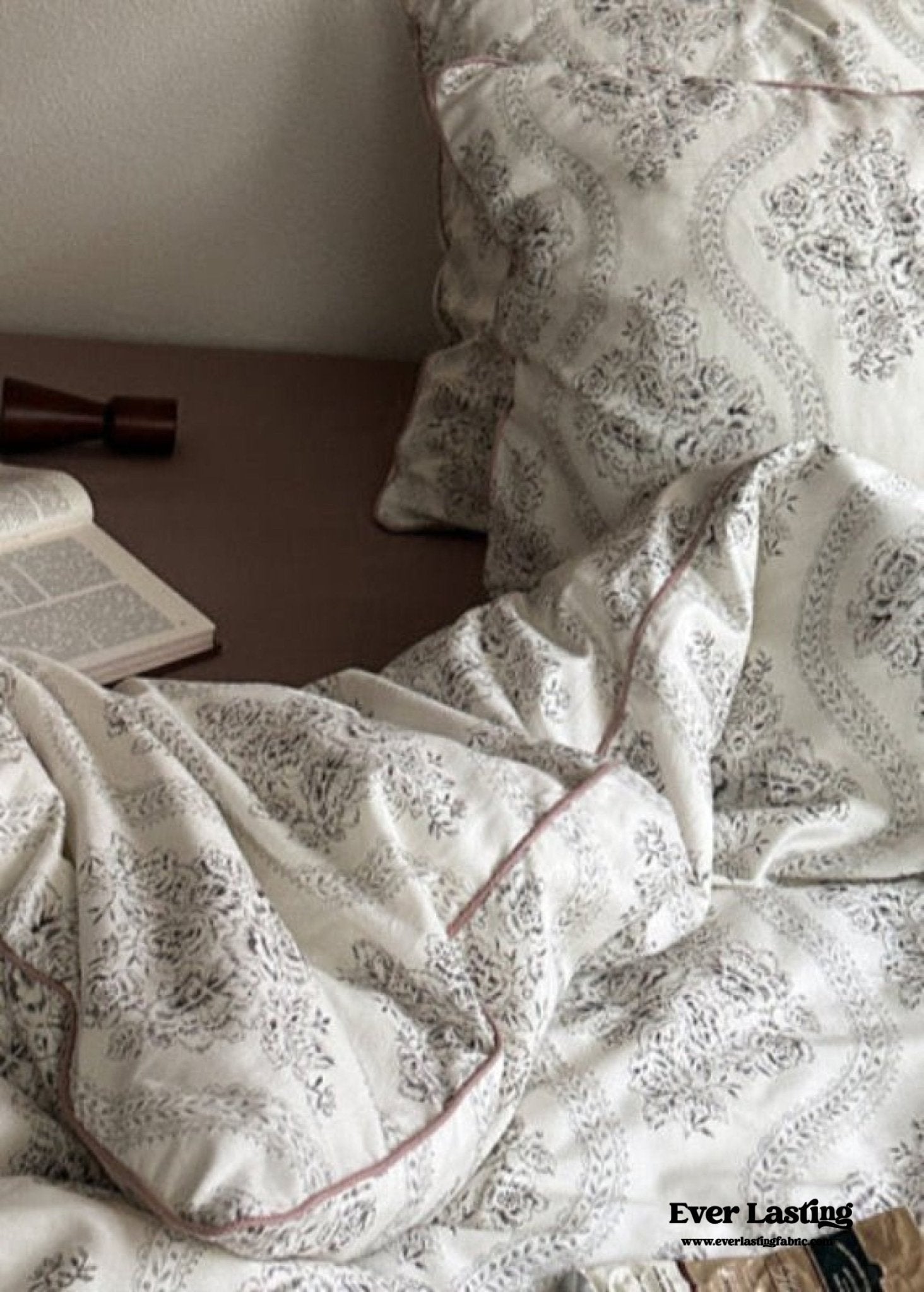 Hannah Vintage Floral Braids Cotton Bedding Set / Beige - Ever Lasting