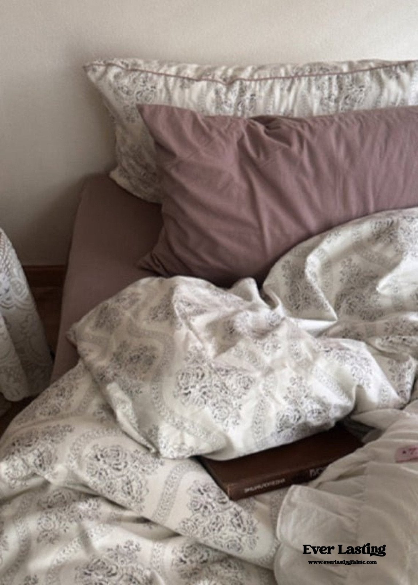 Hannah Vintage Floral Braids Cotton Bedding Set / Beige - Ever Lasting