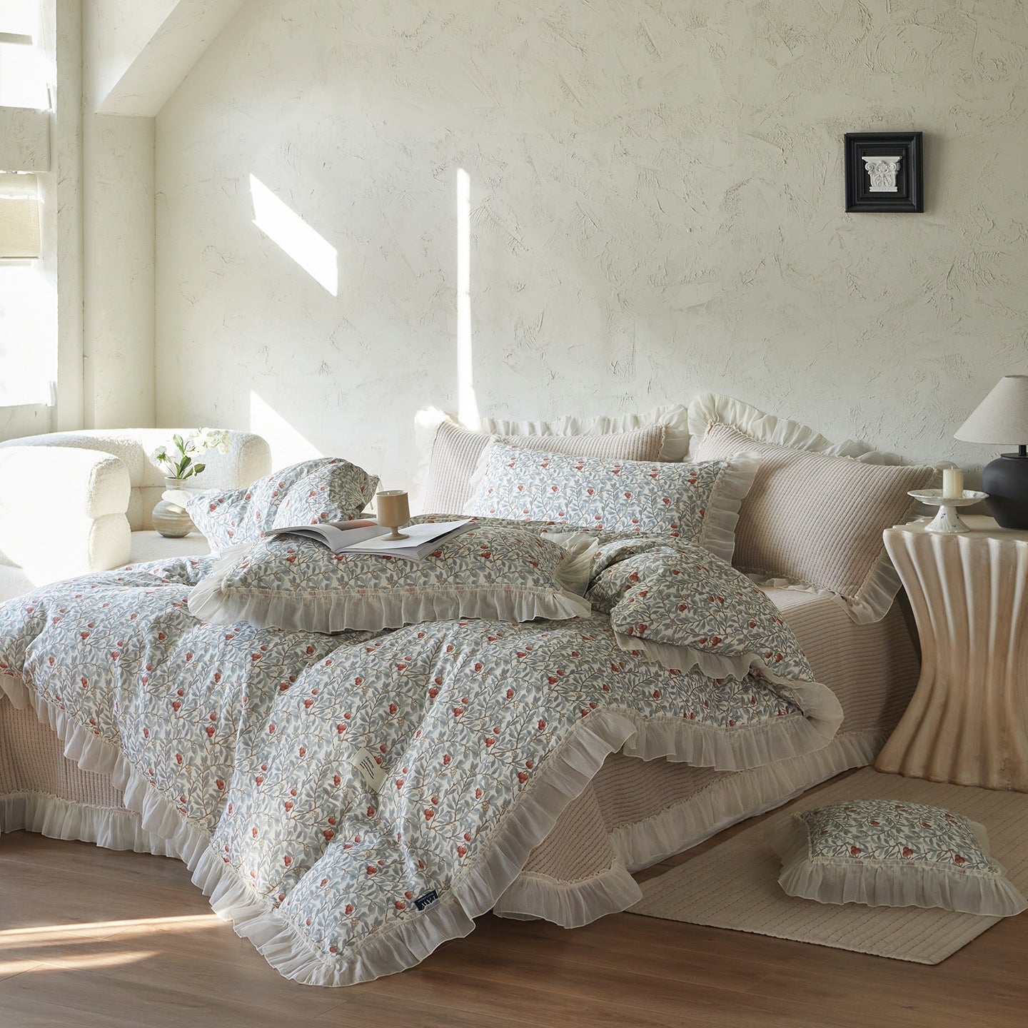 -Ever Lasting - Harper Floral Ruffle Bedding Set / Purple -Bedding Set -Ever Lasting