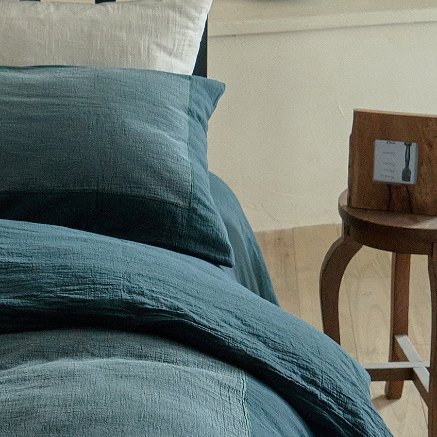  - Ever Lasting - Harrison Double Gauze Bedding Set / Blue - Bedding Set - Ever Lasting