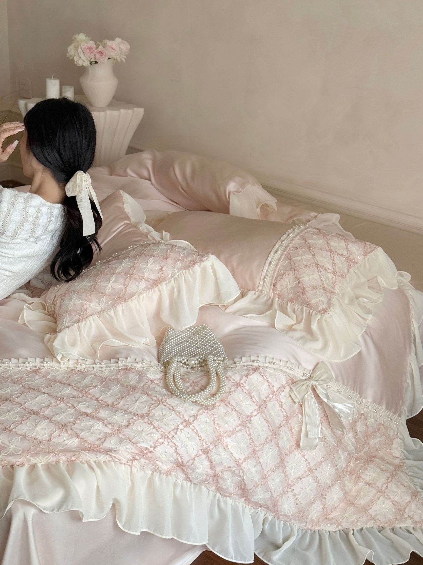 Haute Pearl TENCEL™ Bedding Set / White Romance - Ever Lasting