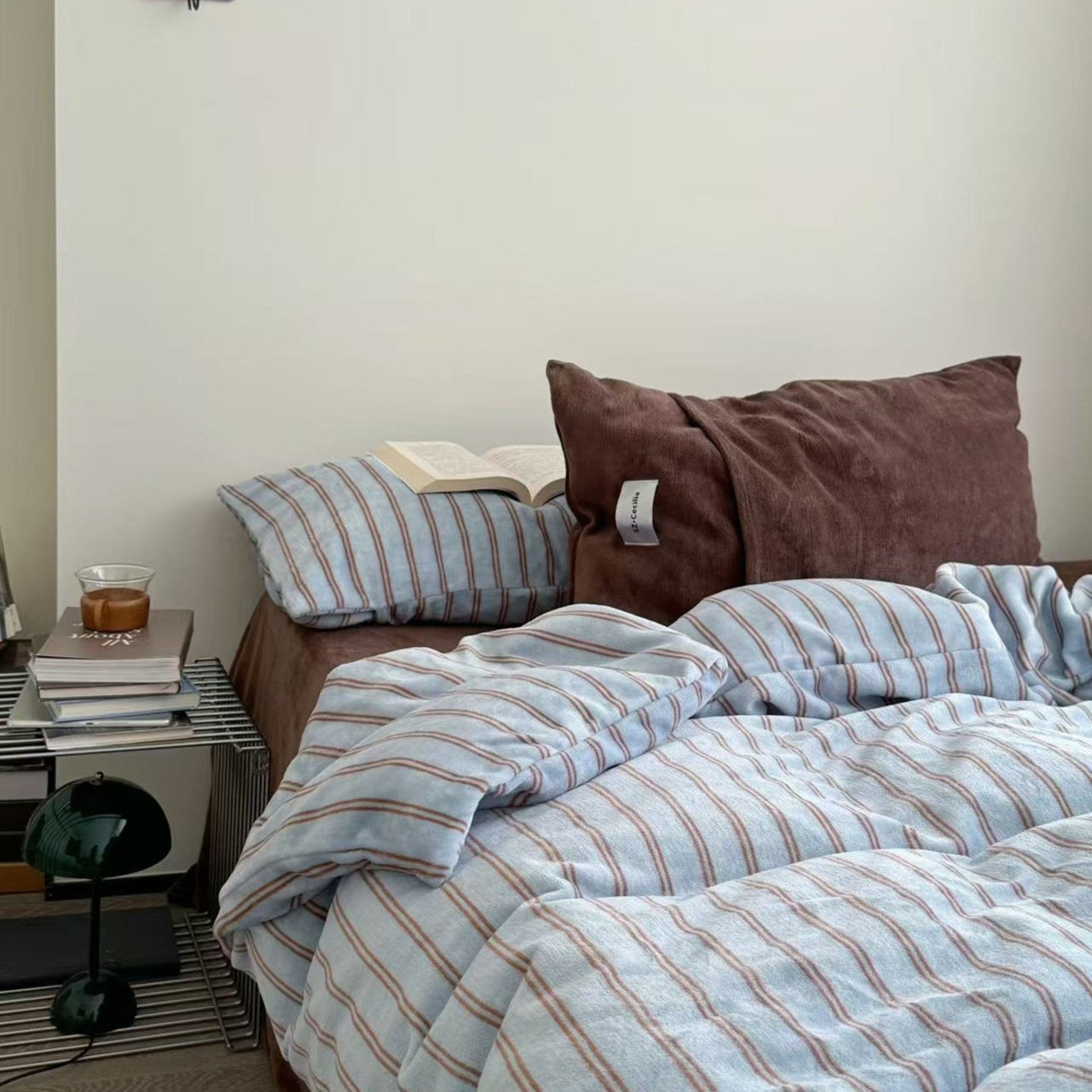 Hazel Minimalist Stripe Velvet Bedding Bundle - Ever Lasting
