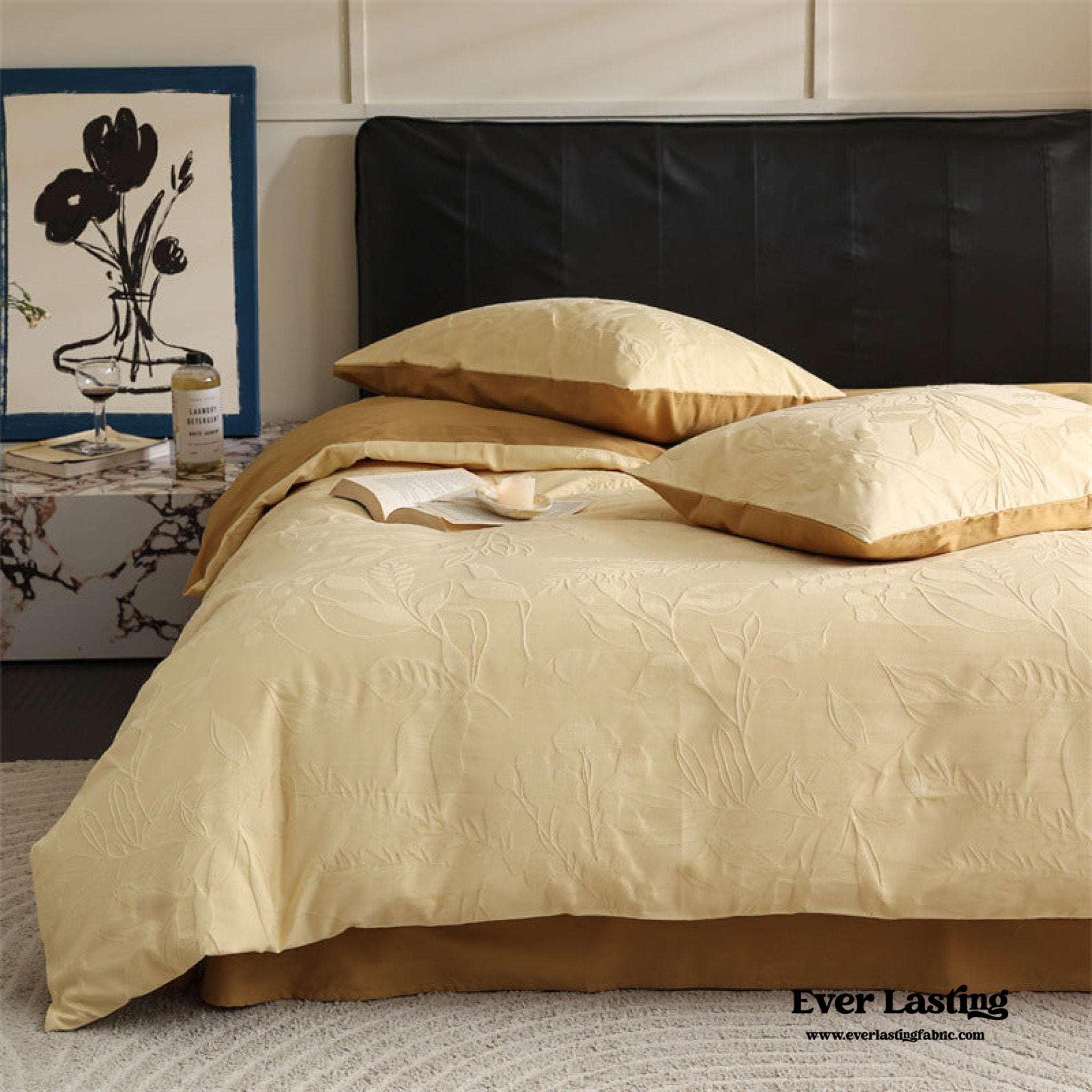 Hidden Garden Jacquard Floral Bedding Set / Moss Green - Ever Lasting