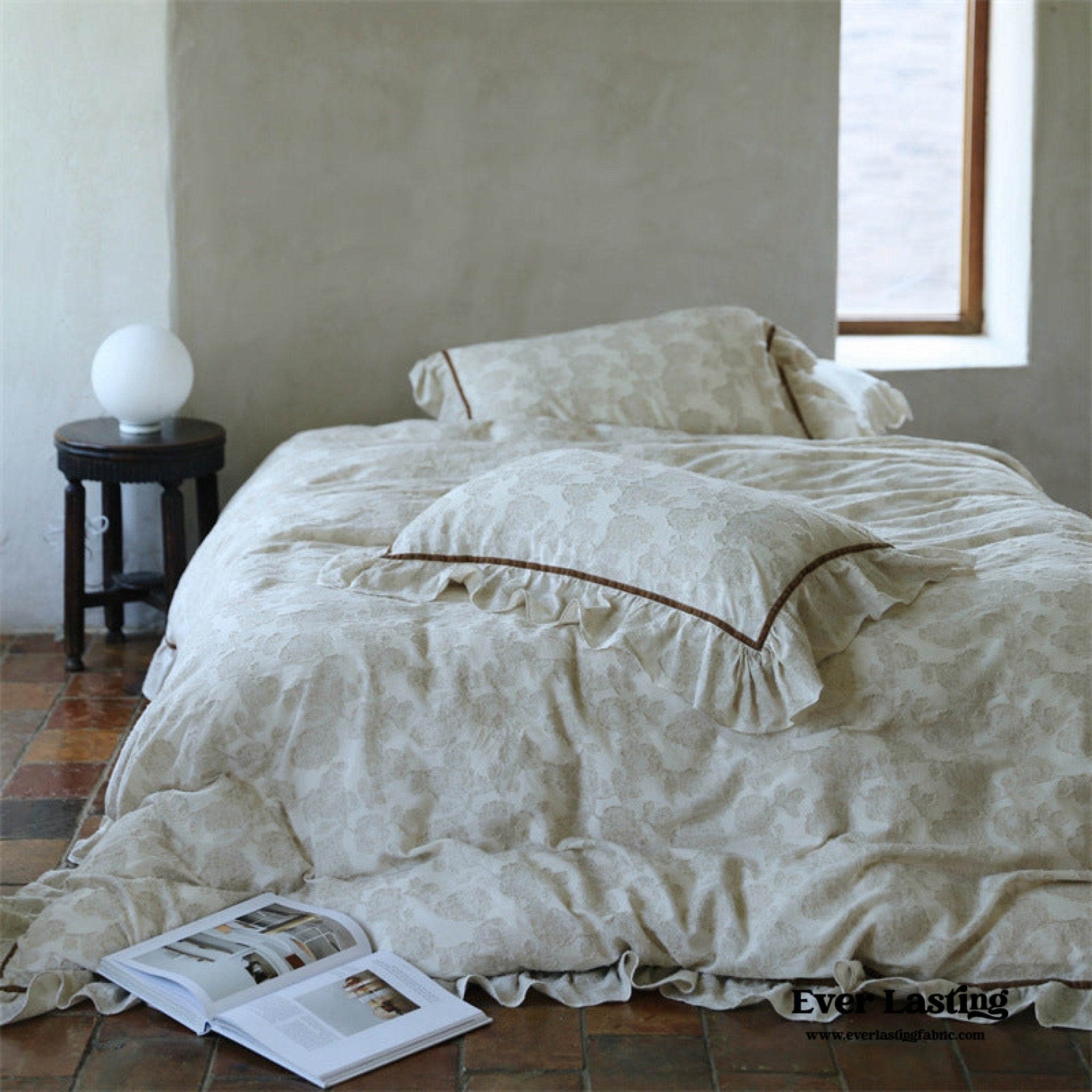 Hidden Garden Linen Cotton Floral Ruffle Bedding Bundle - Ever Lasting