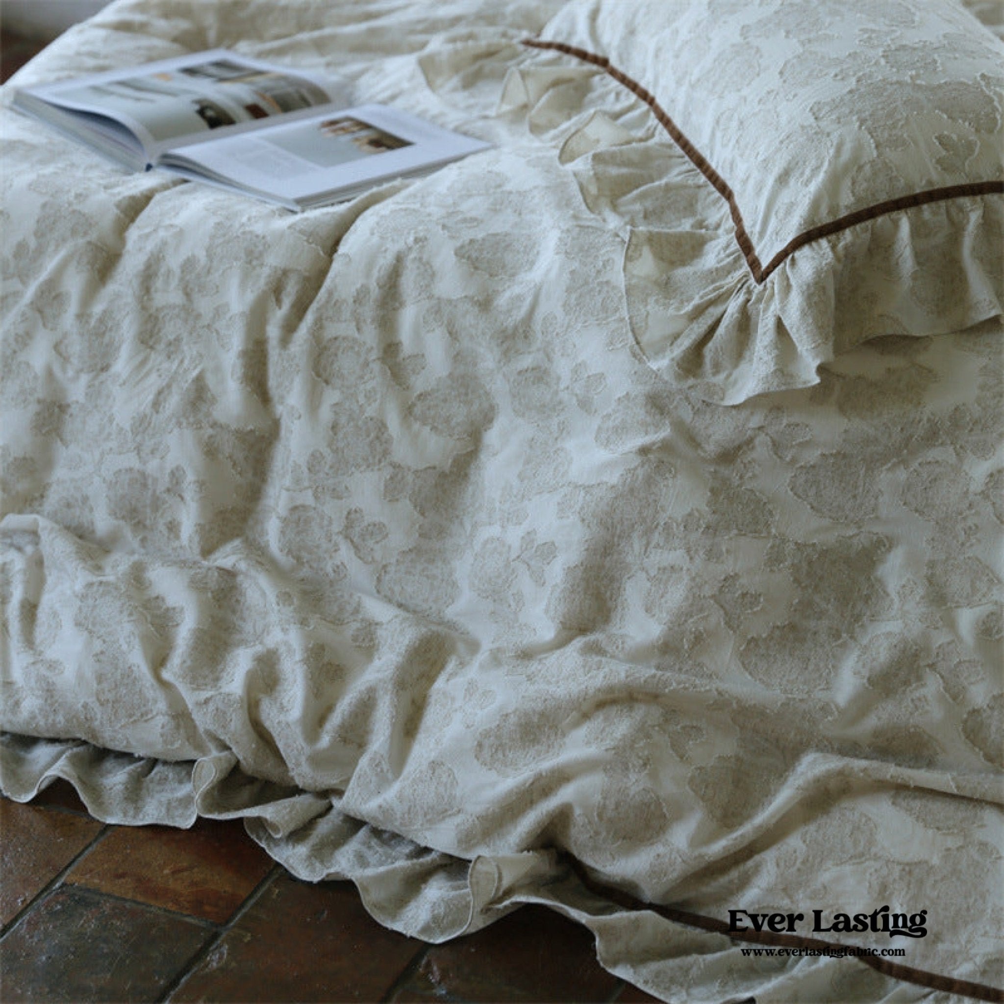 Hidden Garden Linen Cotton Floral Ruffle Bedding Bundle - Ever Lasting