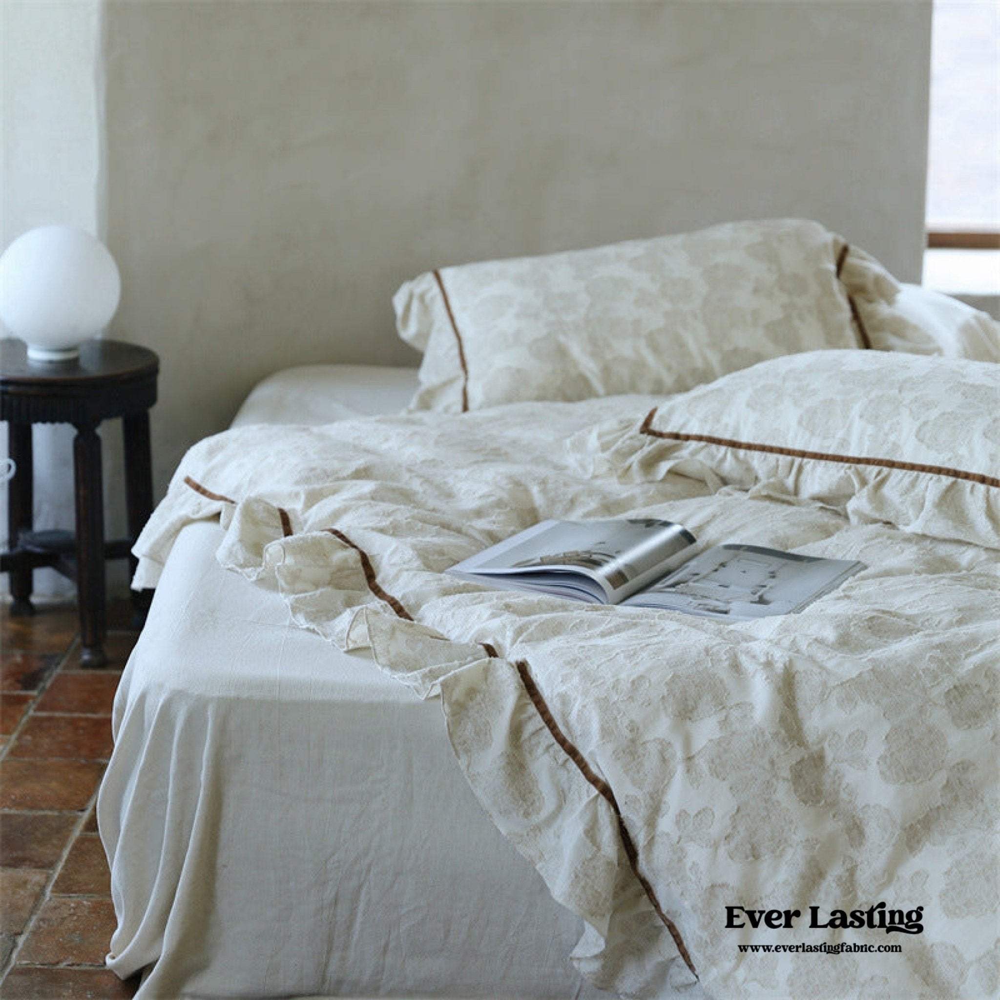 Hidden Garden Linen Cotton Floral Ruffle Bedding Bundle - Ever Lasting