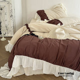 Hot Cocoa Ruffle Bedding Set / Beige Brown