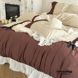 Hot Cocoa Ruffle Bedding Set / Beige Brown