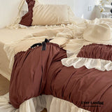 Hot Cocoa Ruffle Bedding Set / Beige Brown