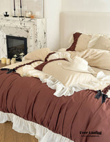 Hot Cocoa Ruffle Bedding Set / Beige Brown