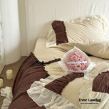 Hot Cocoa Ruffle Bedding Set / Beige Brown