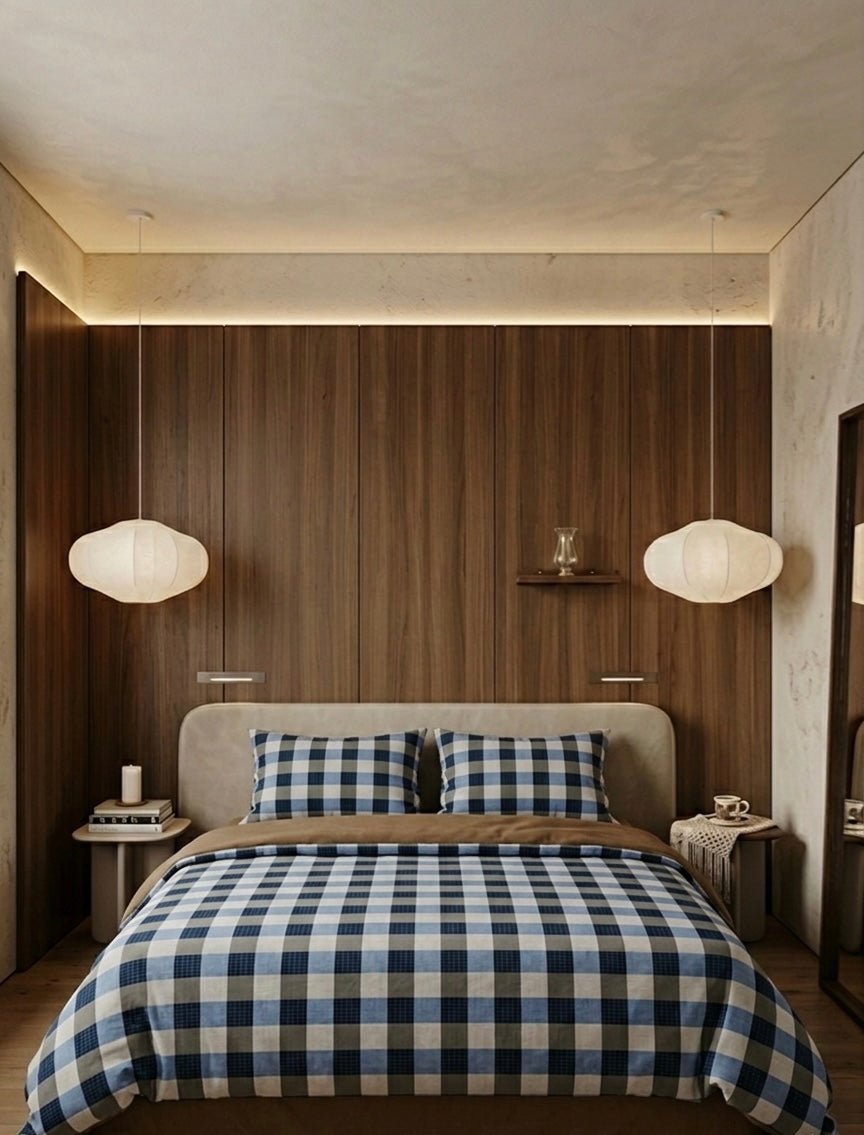  - Ever Lasting - Isabella Gingham Jacquard Bedding Set / Blue - Bedding Set - Ever Lasting