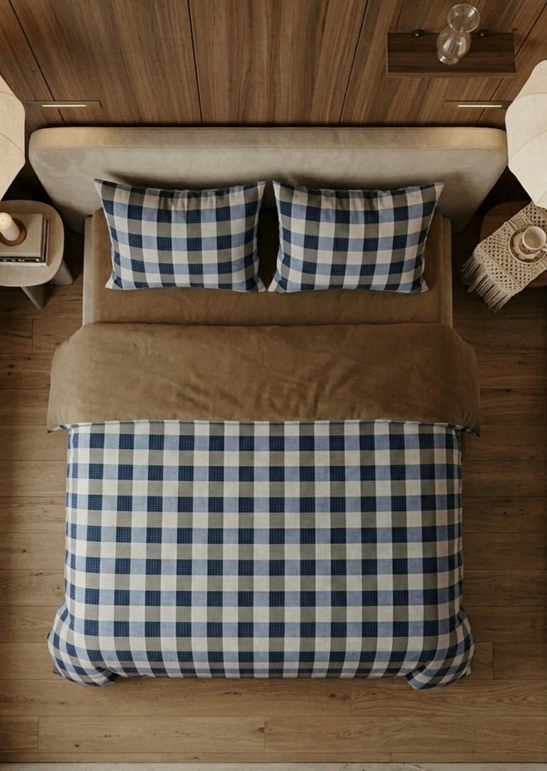  - Ever Lasting - Isabella Gingham Jacquard Bedding Set / Blue - Bedding Set - Ever Lasting
