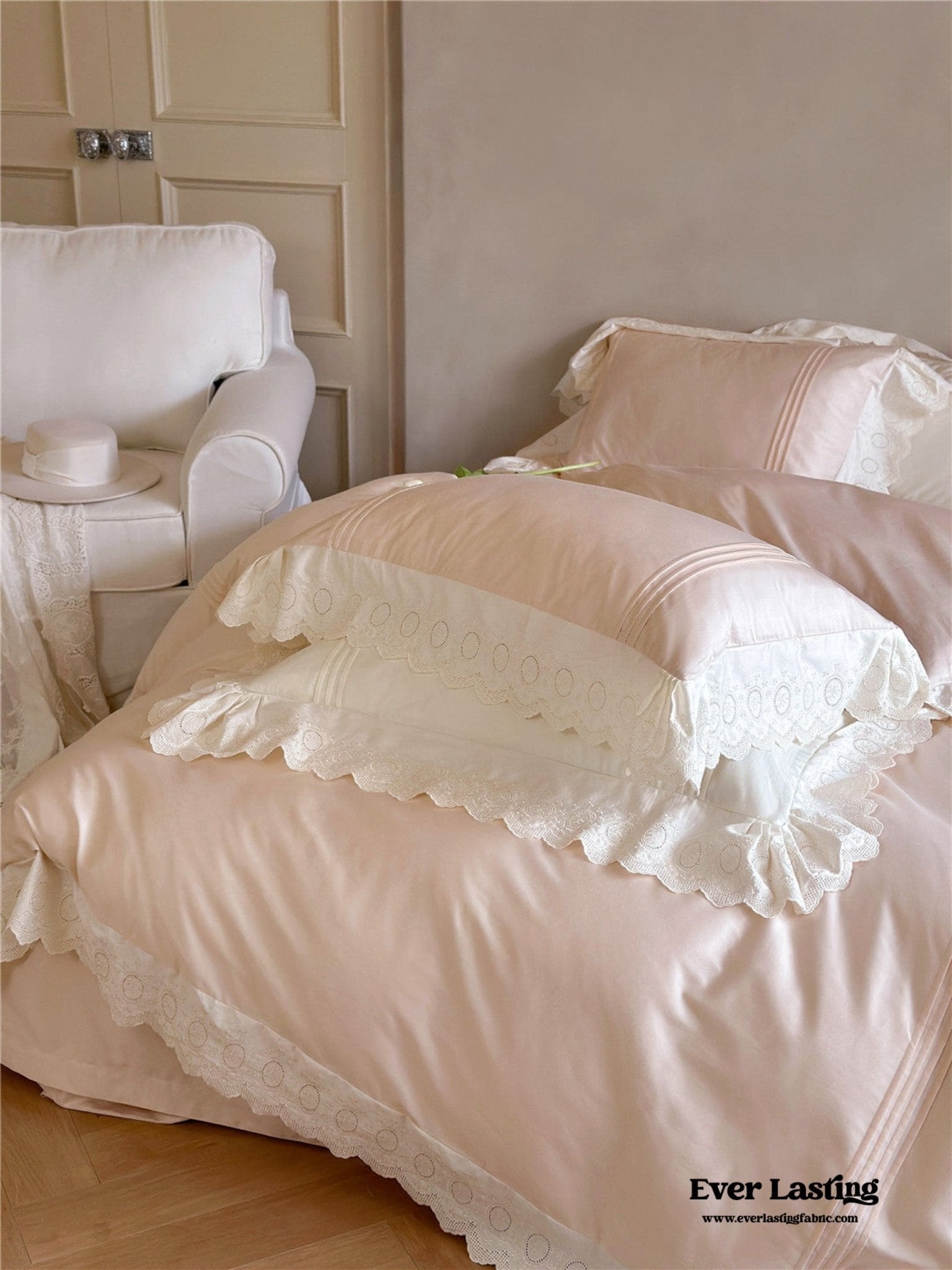Isabelle Silky Cottage Ruffled Bedding Bundle - Ever Lasting