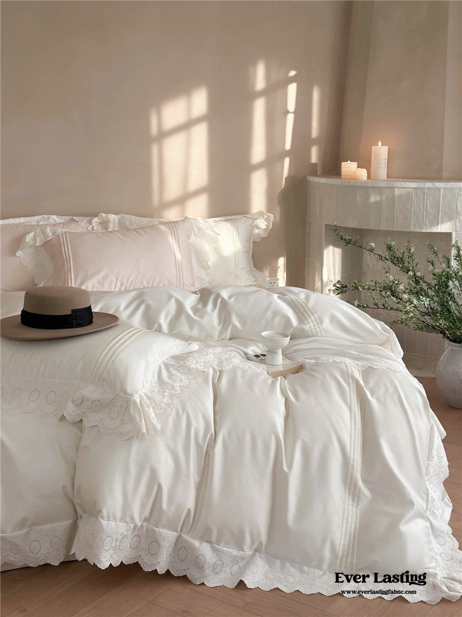 Isabelle Silky Cottage Ruffled Bedding Bundle - Ever Lasting