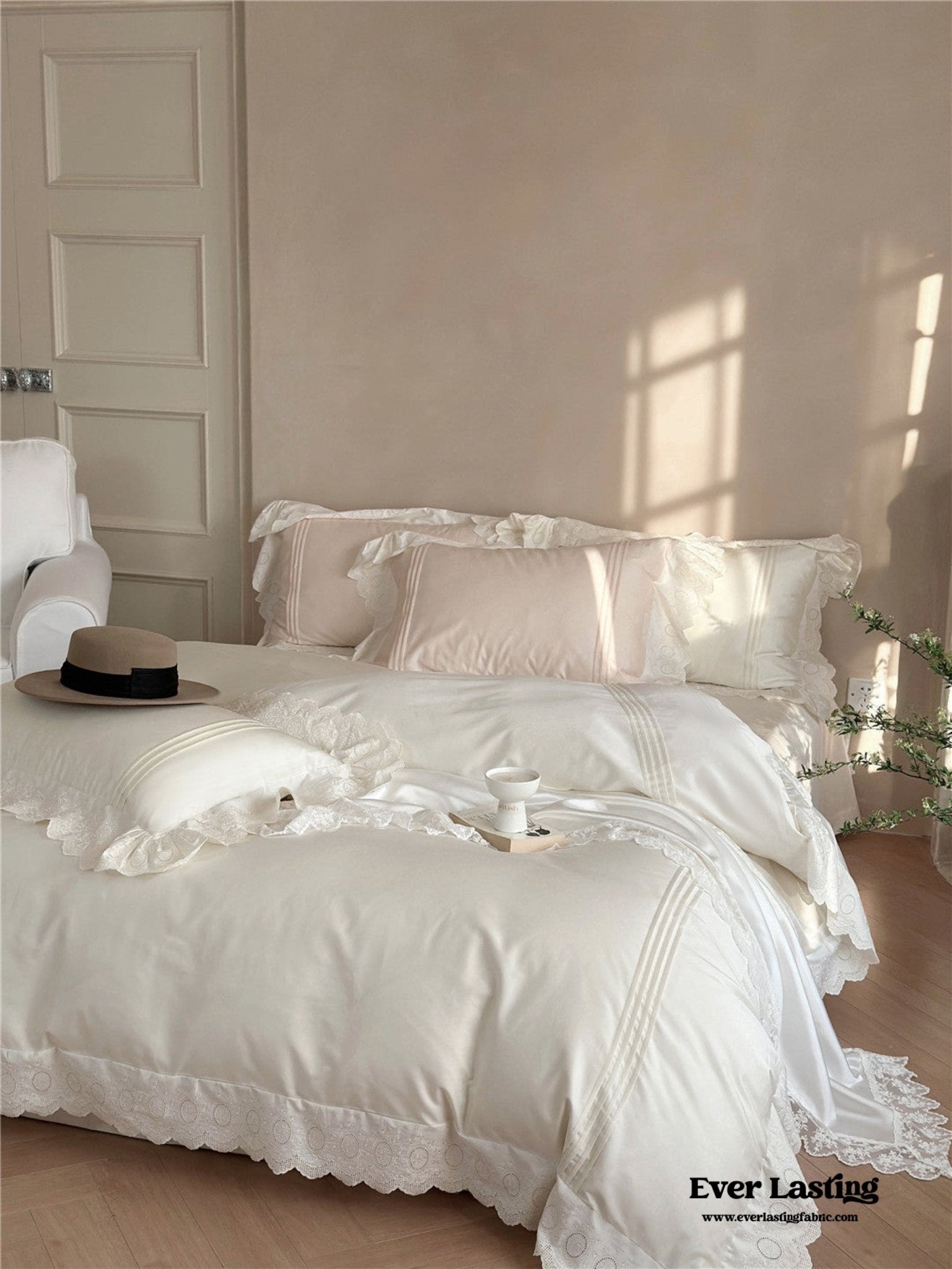 Isabelle Silky Cottage Ruffled Bedding Bundle - Ever Lasting