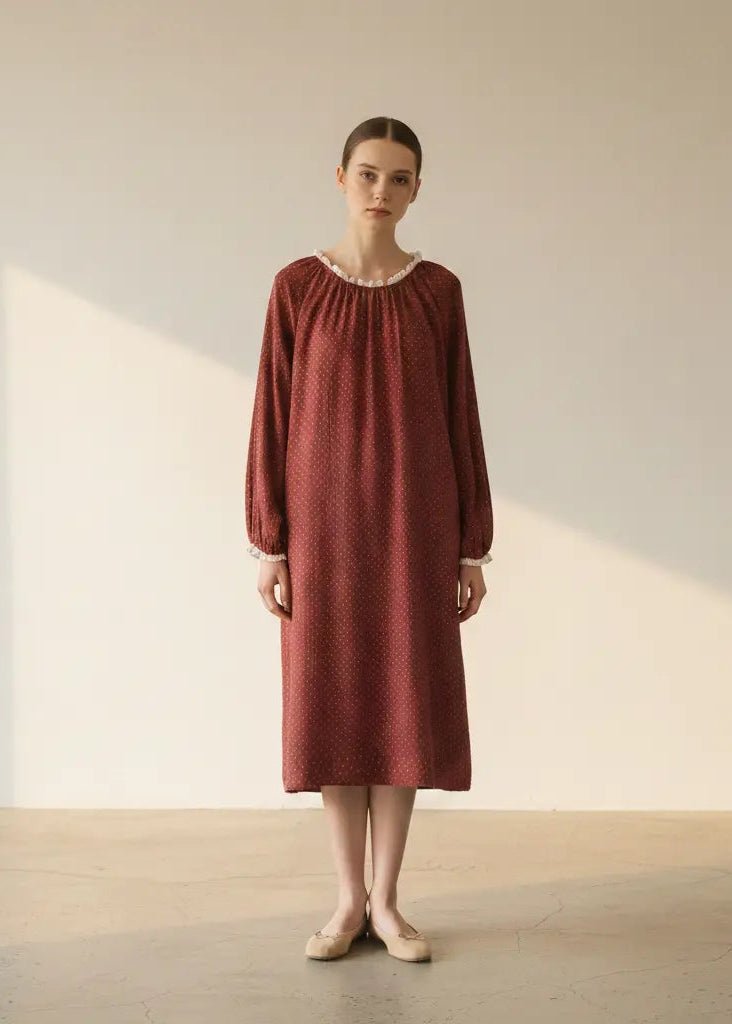  - Ever Lasting - Ivy Red Floral Ruffled Pajama Set / Pullover - Pajamas - Ever Lasting