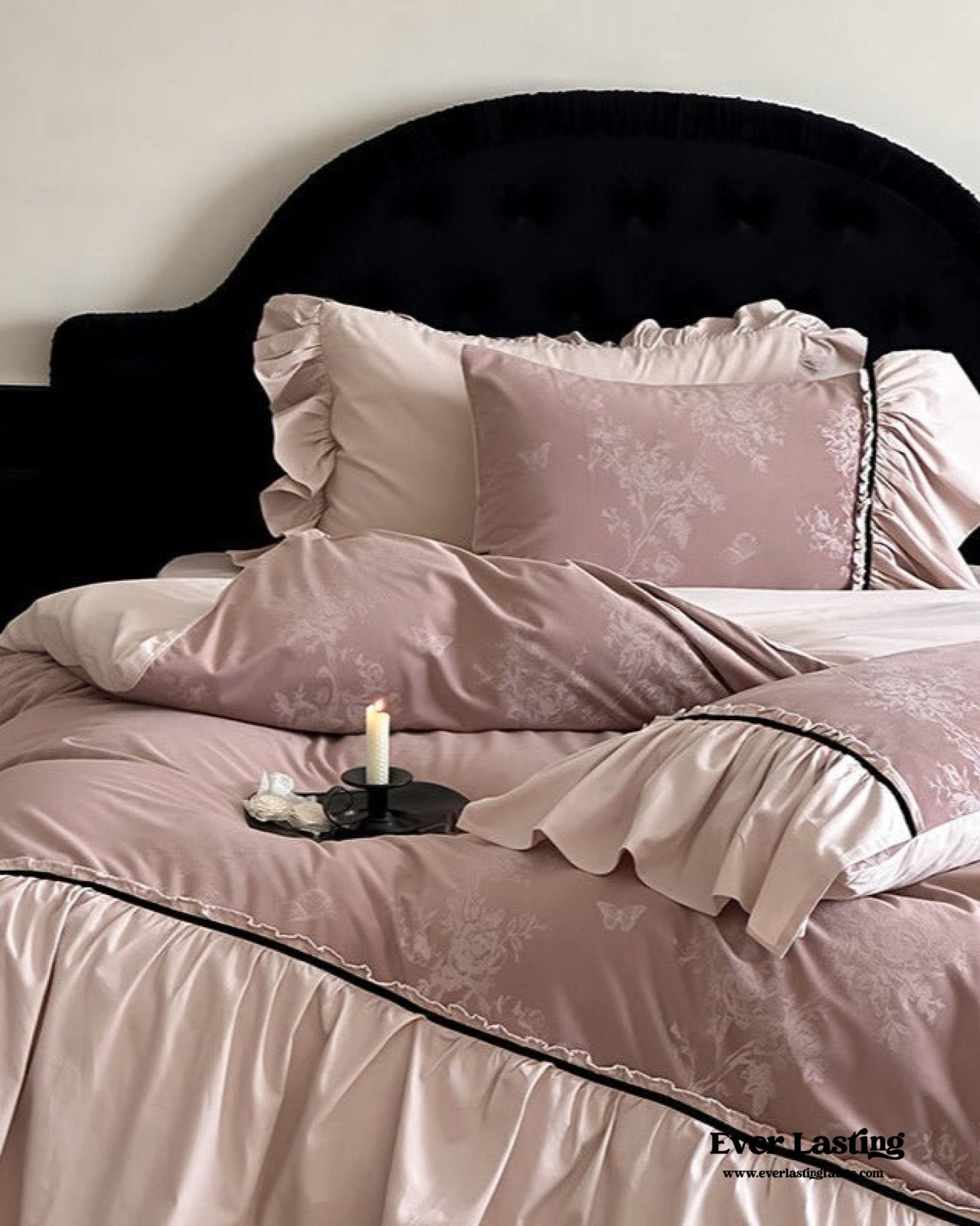 Jacquard Gilded Velvet Ruffled Bedding Bundle - Ever Lasting