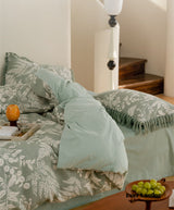 Jacquard Tufted Floral Bedding Set / Brown Beige