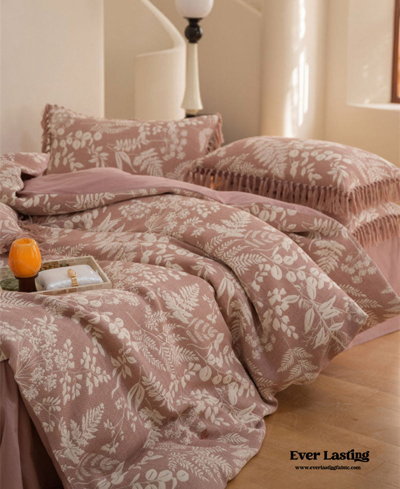 Jacquard Tufted Floral Bedding Set / Brown Beige