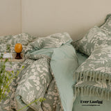 Jacquard Tufted Floral Bedding Set / Cheetah Green