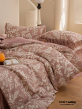 Jacquard Tufted Floral Bedding Set / Pink