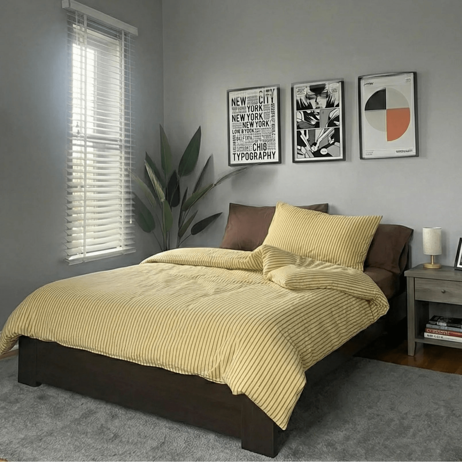  - Ever Lasting - James Striped Bedding Set / Yellow - Bedding Set - Ever Lasting
