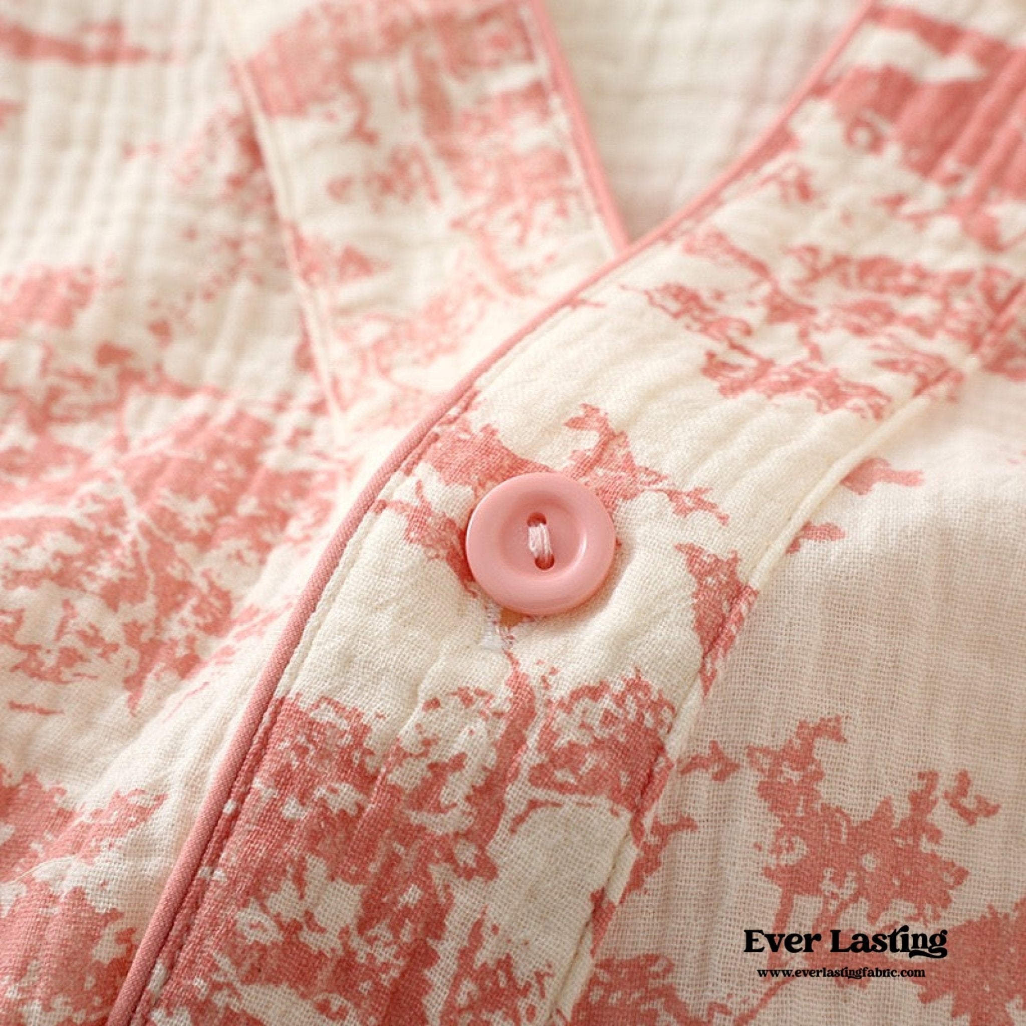 Japanese Kimono Tie Double Gauze Pajama Set / Pink - Ever Lasting