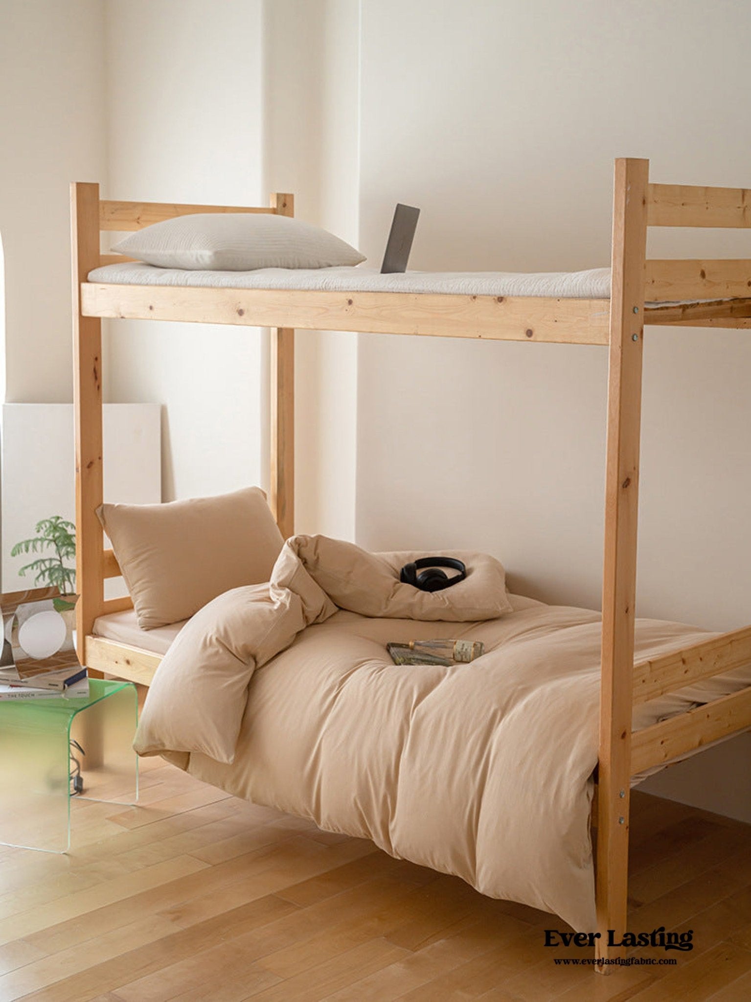 Jersey Knit Boho Twin Dorm Bedding Set / Beige Nude - Ever Lasting