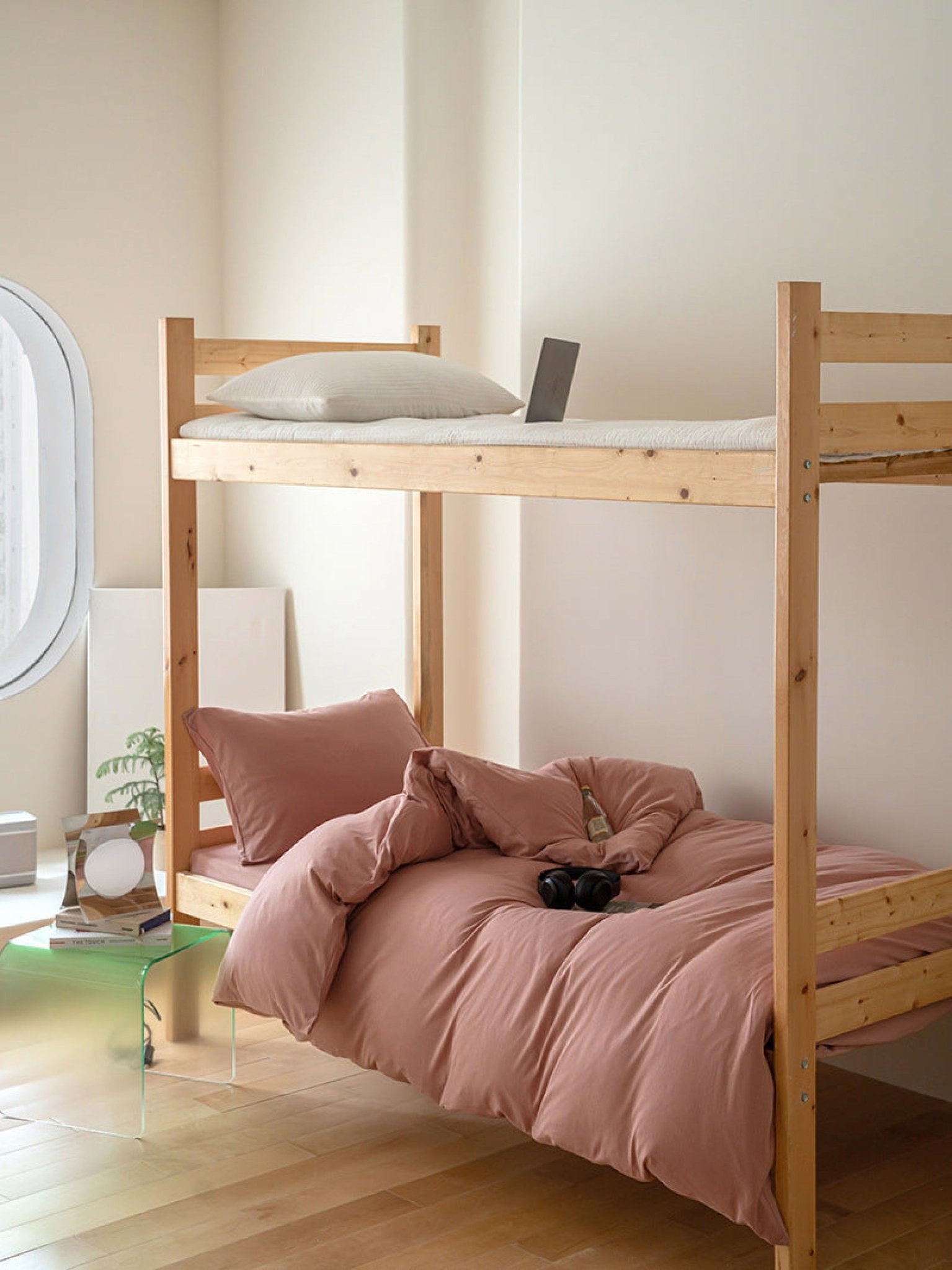 Jersey Knit Boho Twin Dorm Bedding Set / Beige Nude - Ever Lasting