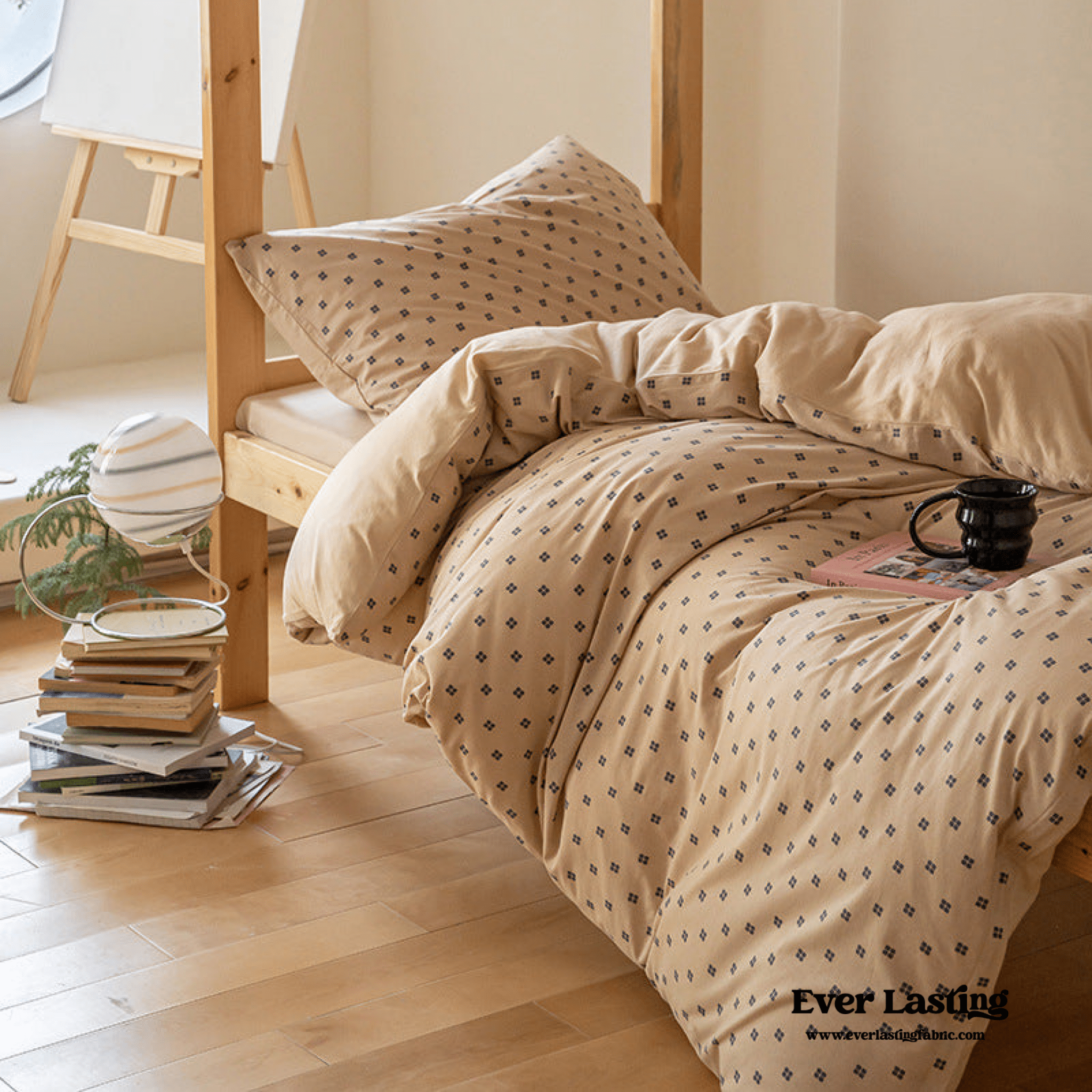 Jersey Knit Boho Twin Dorm Bedding Set / Beige Nude - Ever Lasting