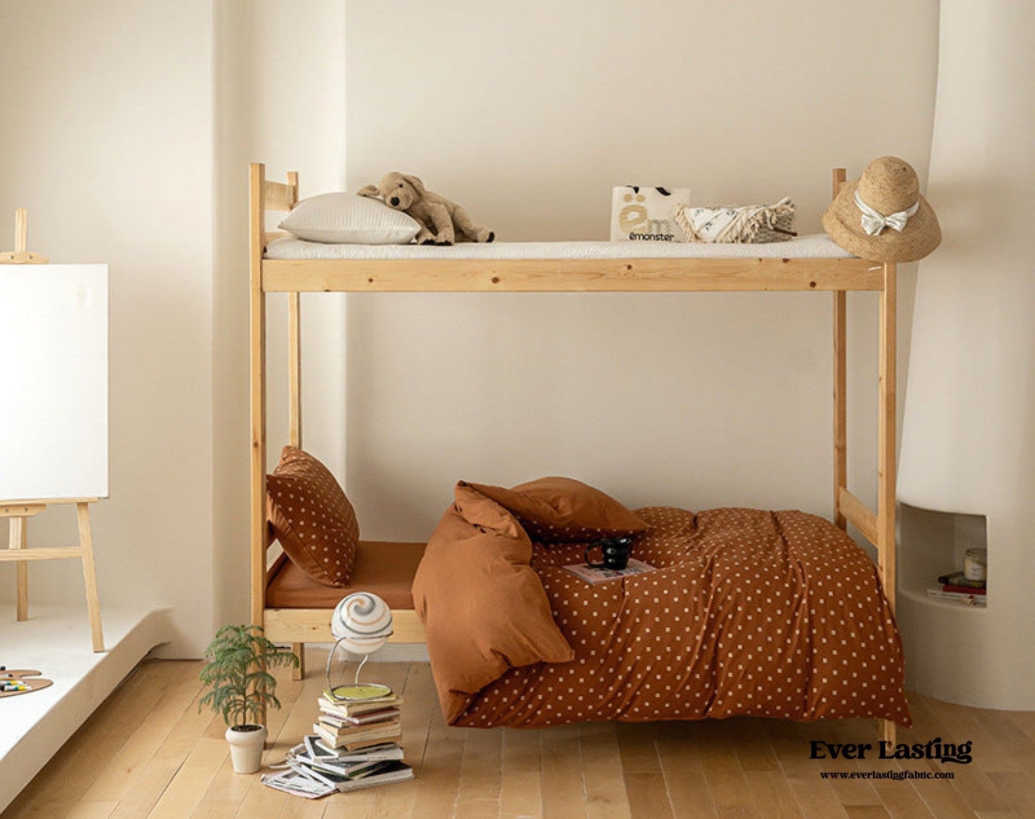 Jersey Knit Boho Twin Dorm Bedding Set / Beige Nude - Ever Lasting