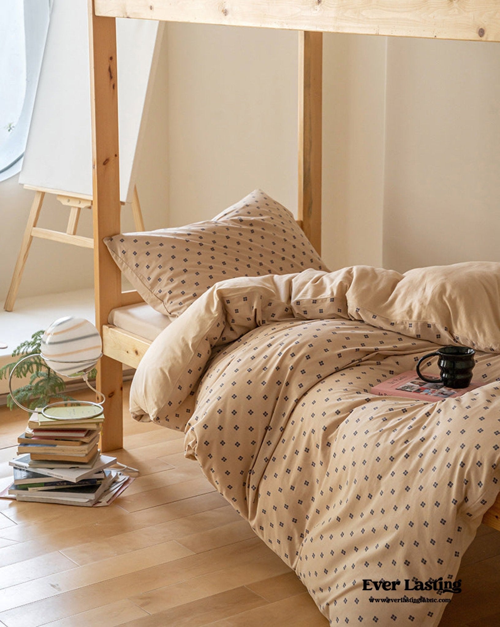 Jersey Knit Boho Twin Dorm Bedding Set / Beige Nude - Ever Lasting