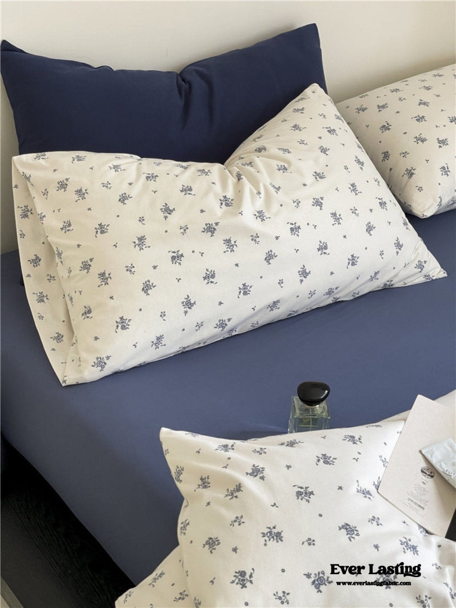 Jersey Knit Cotton Floral Bedding Set / Blueberry - Ever Lasting