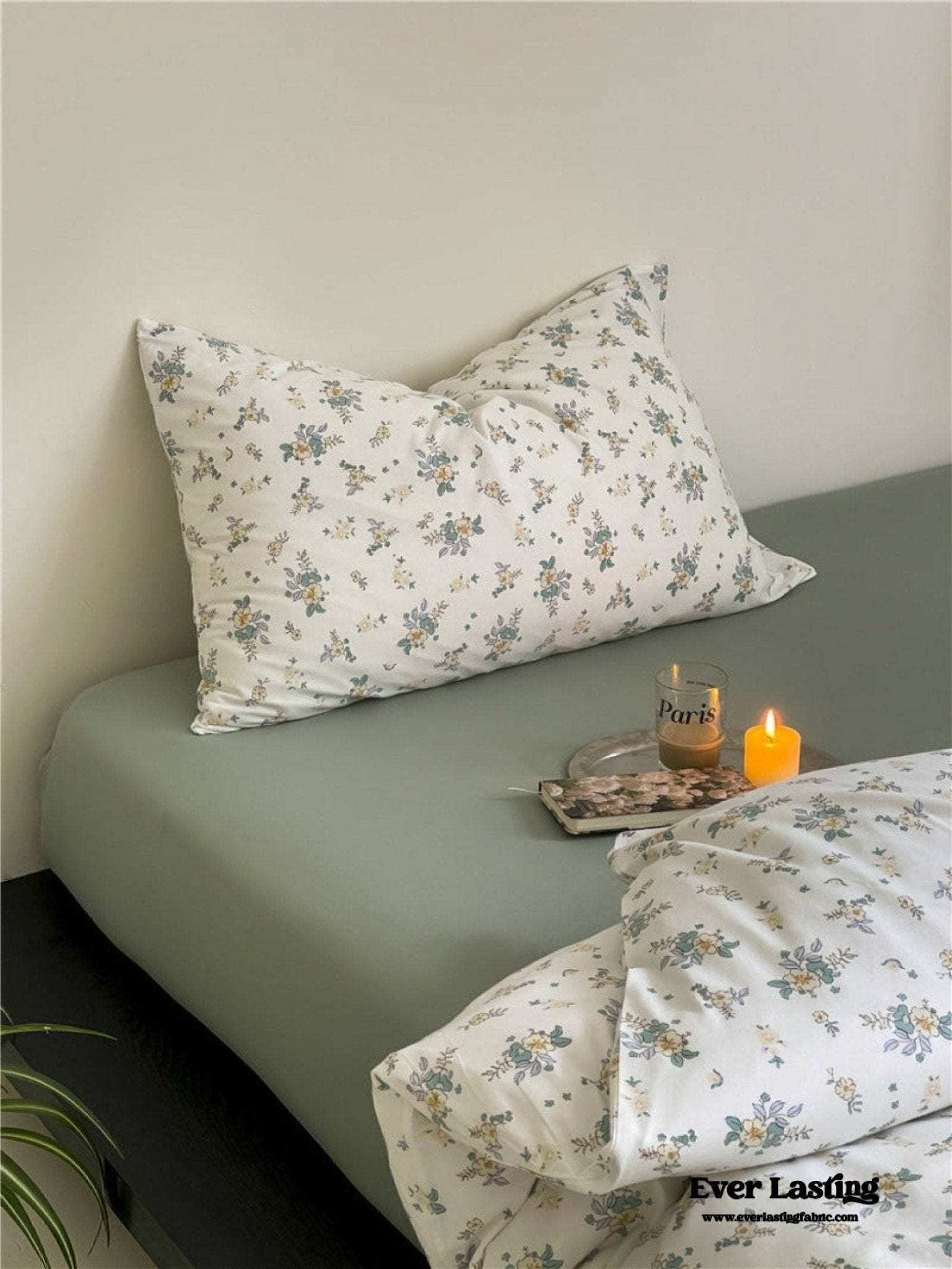 Jersey Knit Cotton Floral Bedding Set / Blueberry - Ever Lasting