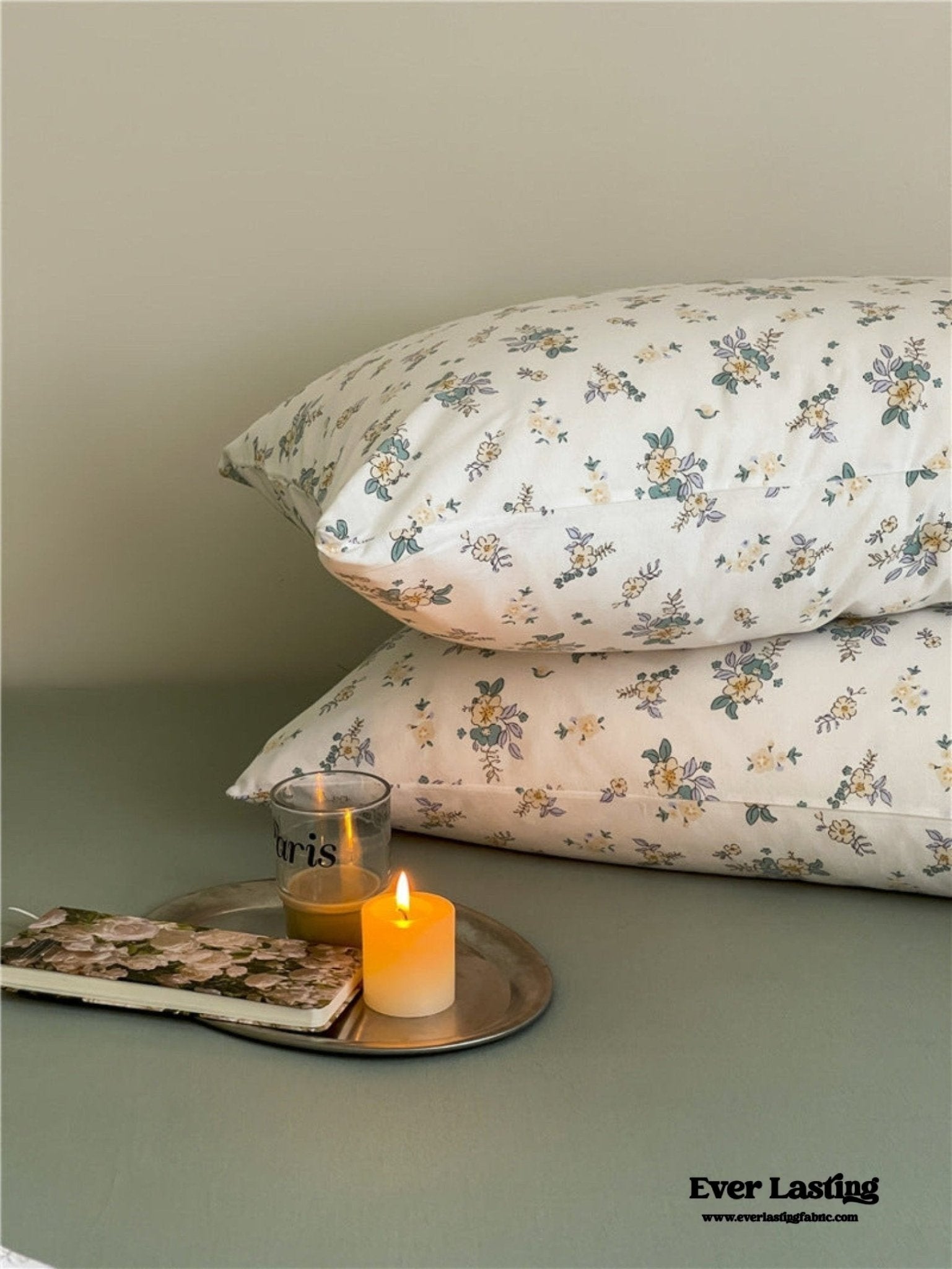 Jersey Knit Cotton Floral Bedding Set / Blueberry - Ever Lasting