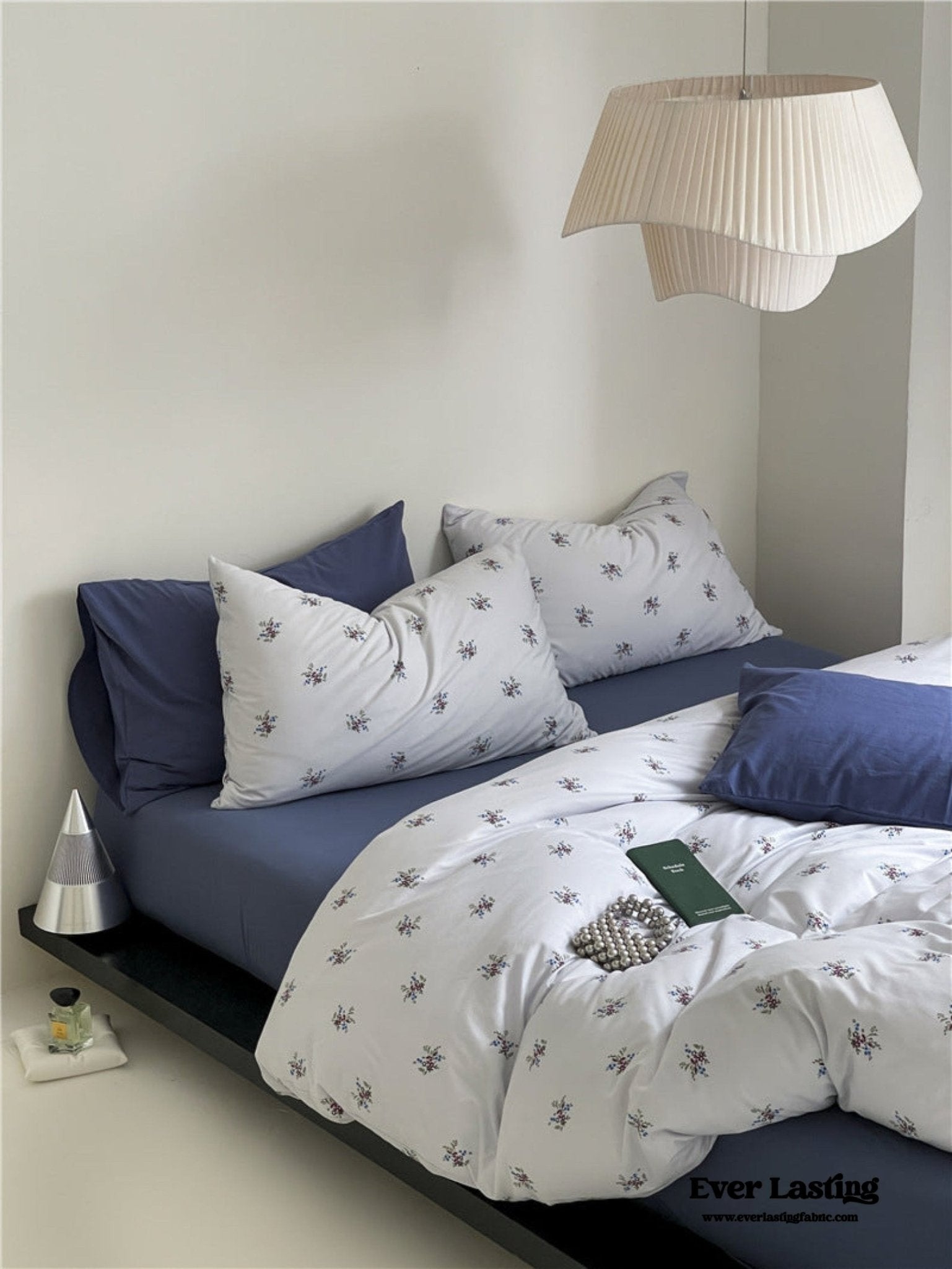 Jersey Knit Cotton Floral Bedding Set / Blueberry - Ever Lasting